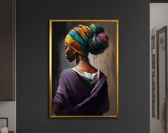African Woman Canvas Painting, Wall Art for your Home and Office, Modern, Natural, Vivid, Decor Ideas with Different Frame Options