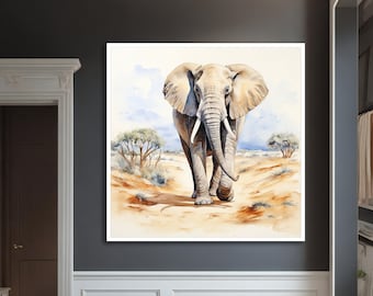 Elephant Canvas Painting, Elephant Wall Art, Animal Art