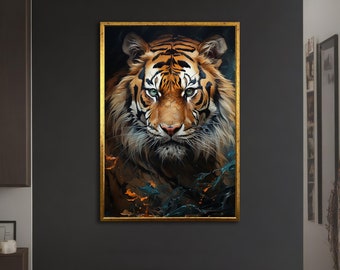Lienzo de tigre, arte de pared en lienzo de tigre, con diferentes opciones de marcos para su hogar y oficina, ideas de decoración modernas