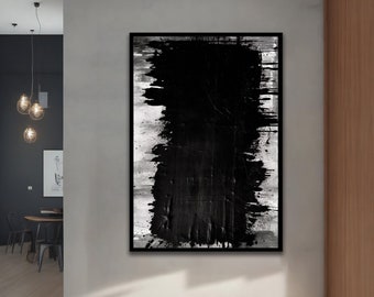 Black, White Scribble Abstract Canvas,Your Home and Office for Wall Art,Modern with Different Frame Options,Natural, Vibrant Decor Ideas