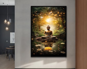 Buddha Canvas, Buddha meditation canvas, Buddha wall decor, Modern Decor Ideas with Different Frame Options for Your Home and Office