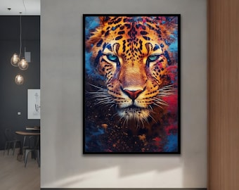 Lienzo de tigre, animal tigre en la jungla, con diferentes opciones de marcos para tu hogar y oficina Ideas de decoración moderna
