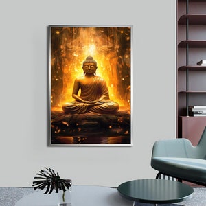 Buddha Canvas, Buddha meditation canvas, Yellow Buddha, Modern Decor Ideas with Different Frame Options for Your Home and Office