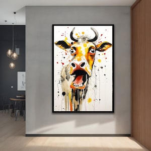 Colorful cow canvas painting, The cow that brayed painting, Modern Decor Ideas with Different Frame Options for Your Home and Office