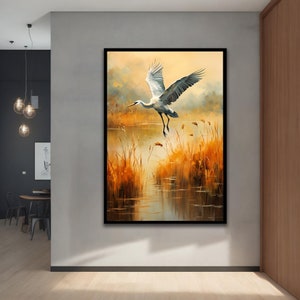 Stork Canvas painting, Animal Wall Art, Bird Decor, With different frame options for your home and office Modern Decor Ideas