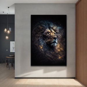 Leeuw canvas schilderij, leeuw canvas muurkunst, kunst aan de muur dieren, met verschillende lijstopties voor thuis en op kantoor, moderne decorideeën.