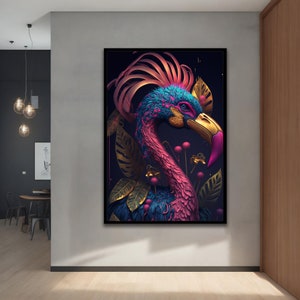 Colorful Flemingo canvas painting, Flemingo Wall Art, Bird Decor, With different frame options for your home and office Modern Decor Ideas