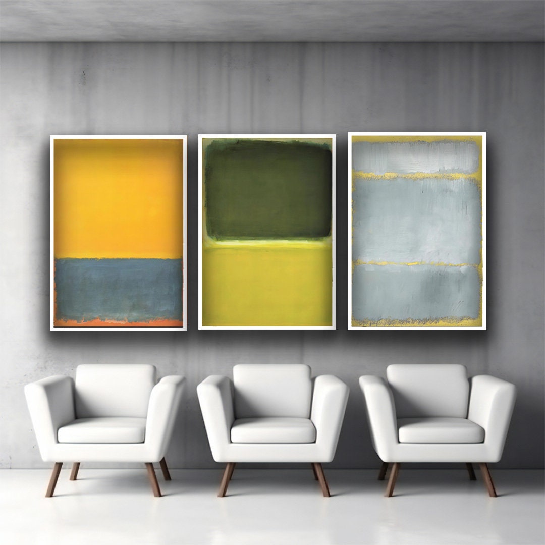 Mark Rothko Reproduction Mark Rothko Set of 3 Canvas Blue-orange Mix Color Art Reproduction ...