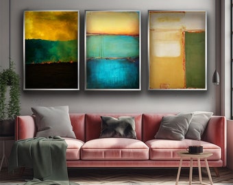 マーク ロスコ グリーンとブルー、イエロー 3 点セット キャンバス