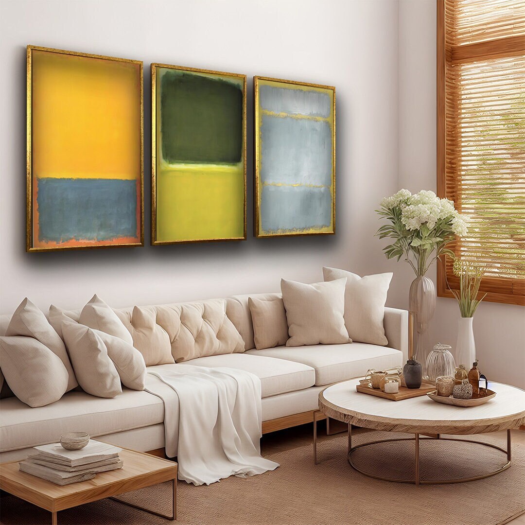 Mark Rothko Reproduction Mark Rothko Set of 3 Canvas Blue-orange Mix Color Art Reproduction ...