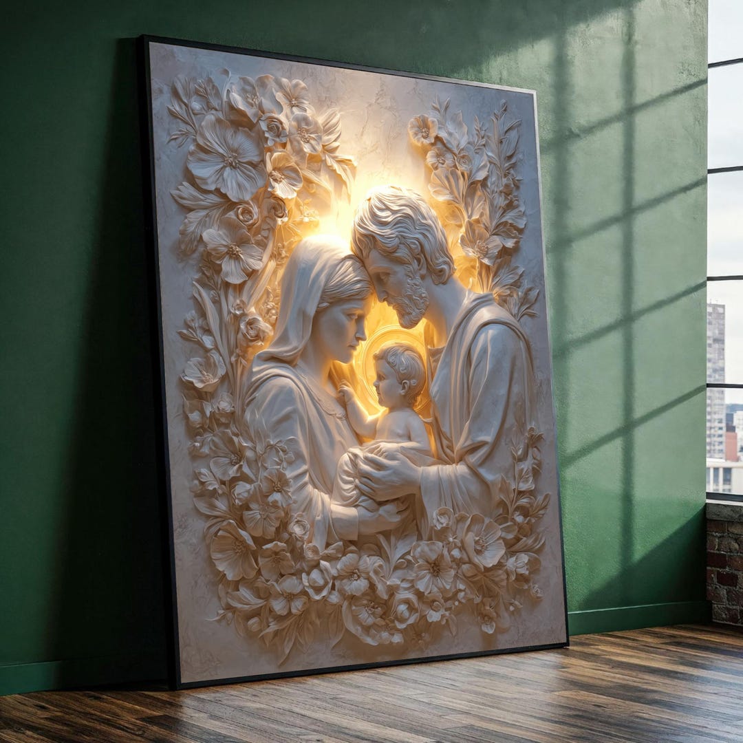 Holy Family Canvas Wall Art, Religious Nativity Scene, Jesus Mary ...