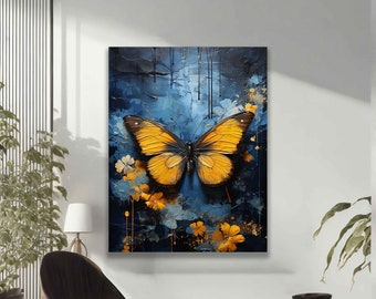 Butterfly Abstract Art, Butterfly Painting, Butterfly Wall Art, Modern Wall Art, Butterfly Canvas