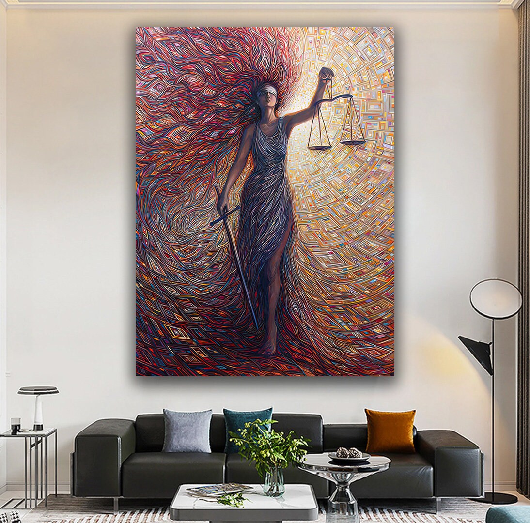 Goddess of Justice Art Print, Goddess Canvas Art Print, Scales of ...