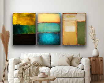 マーク ロスコ グリーンとブルー、イエロー 3 点セット キャンバス