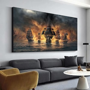 Sails landscape canvas decor, sea view canvas art, ship canvas poster, ship landscape wall decor, landscape art