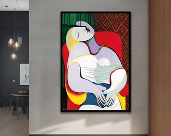 パブロ・ピカソ作「横たわる女性」1929年 美術館級の手描き油彩複製画