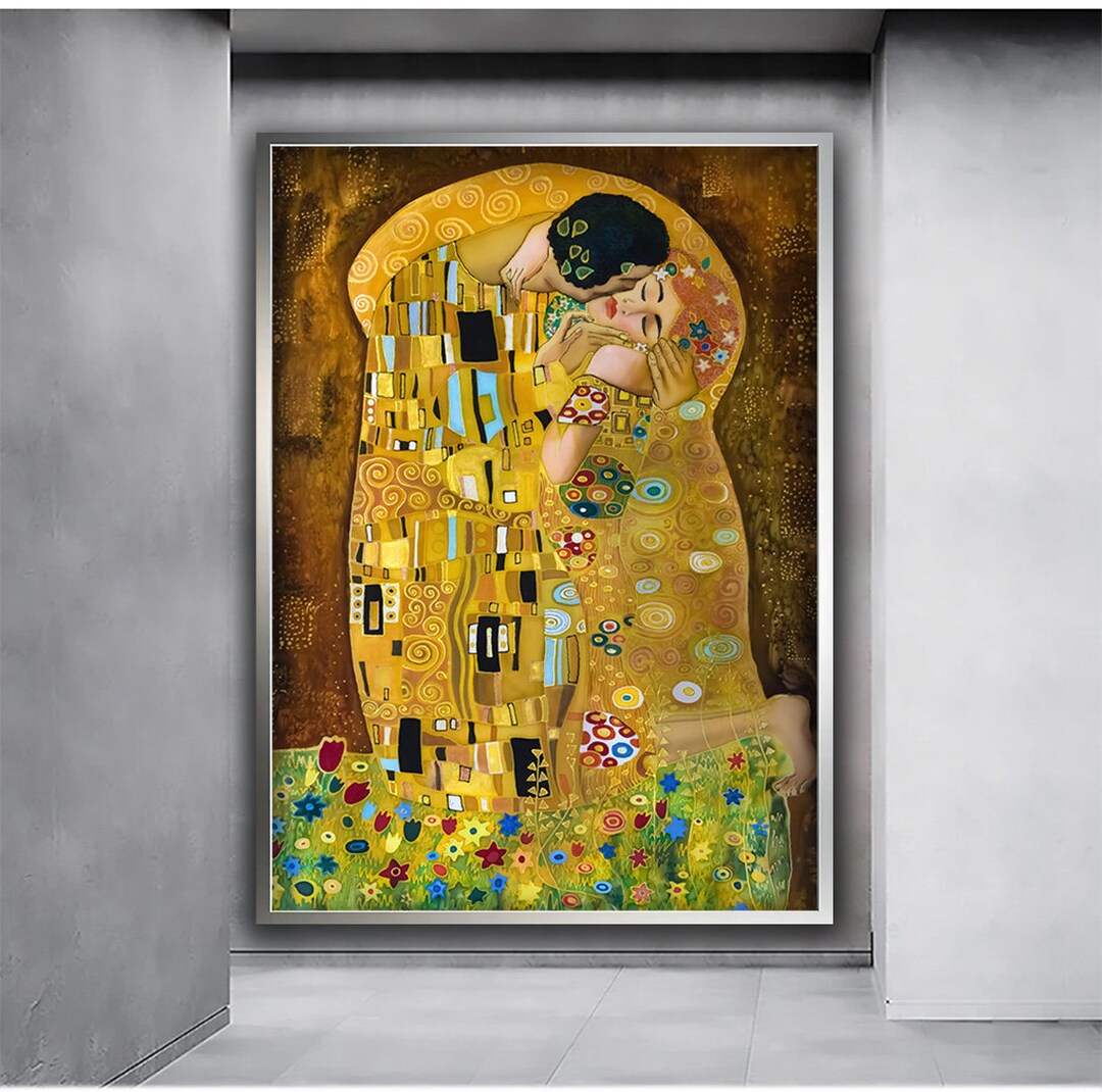 Gustav Klimt Kiss Canvas Art Print, Gustav Klimt Poster, Gustav Klimt ...