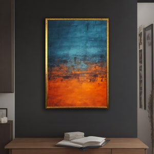 Mark Rothko Orange-dark Green Abstract Canvas, Colorful Mixed Canvas