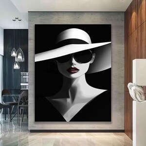 White Hat Art Print, Abstract Woman Wall Art, Modern Decor Ideas for ...