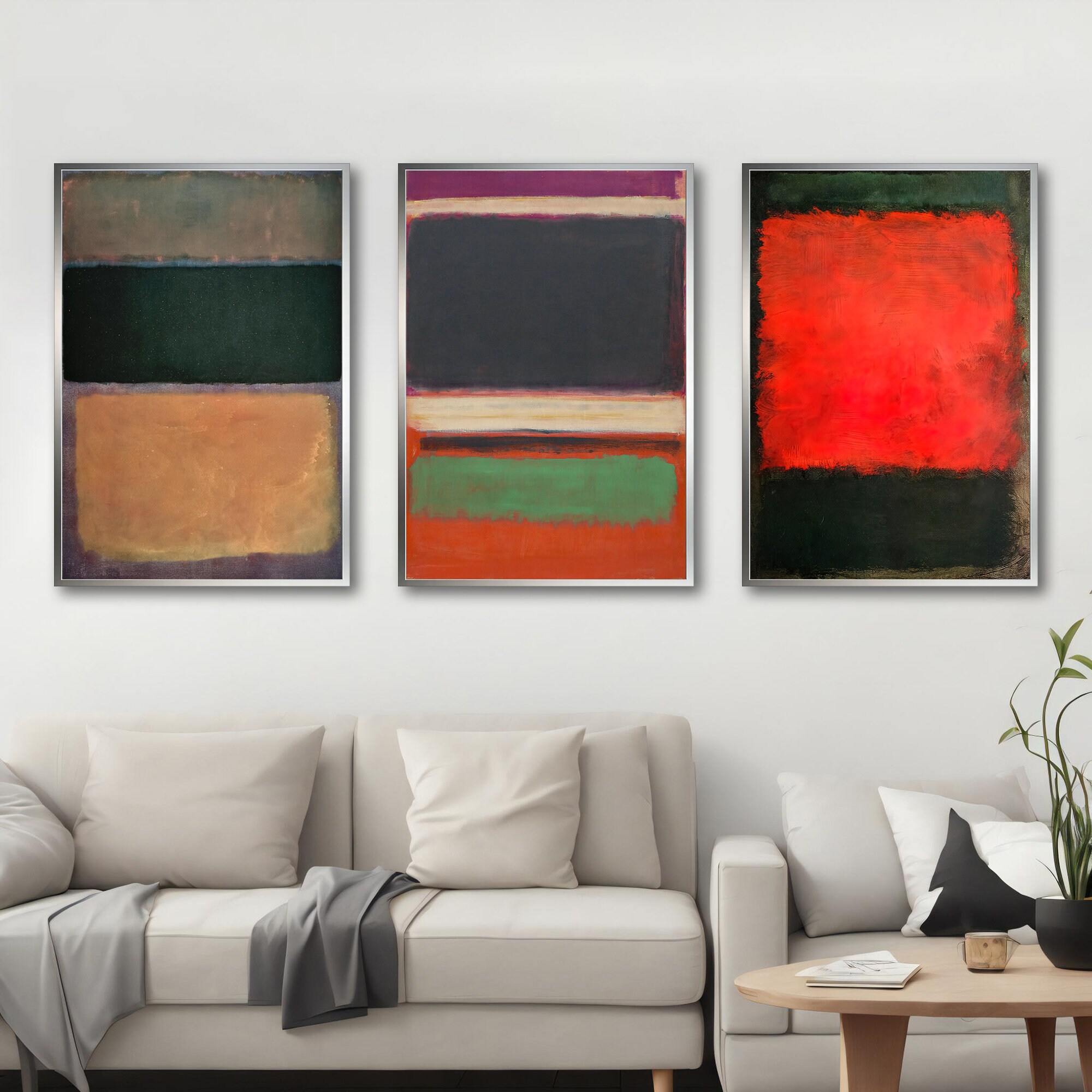 Mark Rothko Reproduction Mark Rothko Set of 3 Canvas Colorful Mix Color Art Reproduction, Mark ...