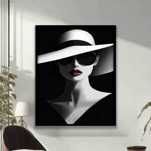 White Hat Art Print, Abstract Woman Wall Art, Modern Decor Ideas for ...