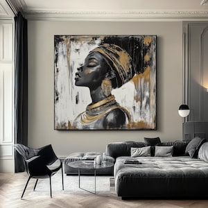 Woman In Gold Print, African Art, African Woman Art, Black Woman Art, African Woman, Black Woman Wall Art, ethnic afro girl canvas wall art