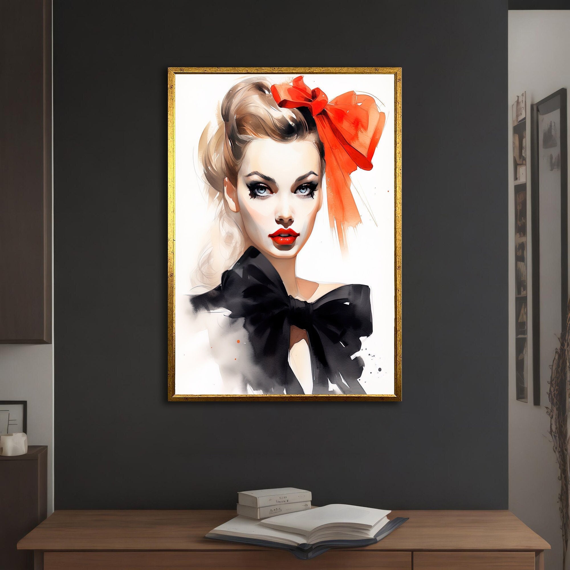 Colorful Beautiful Woman Canvas Painting, Abstract Woman Wall Art, Modern Decor Ideas for Home and Office with Different Frame Options