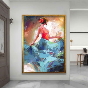 Spanish dancer woman canvas, flamenco girl art, old style spanish wall art, woman  canvas print