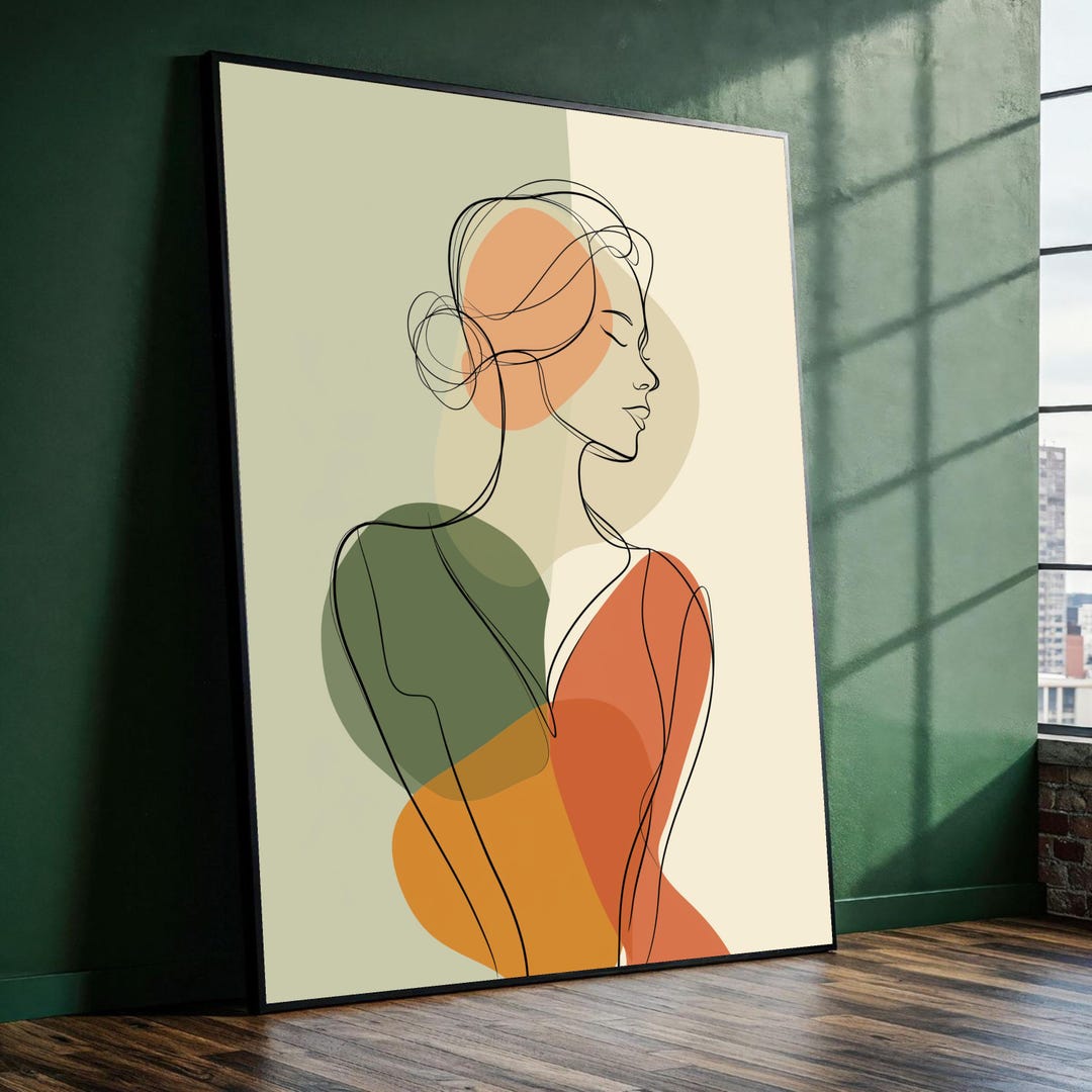 Modern Abstract Woman Portrait Canvas, Line Art Wall Decor, Minimalist ...