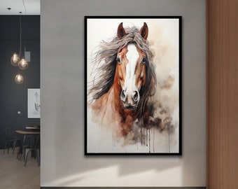 Horse Canvas painting, Brown horse canvas wall art,Animal wall Art, Modern Decor Ideas with Different Frame Options for Your Home and Office