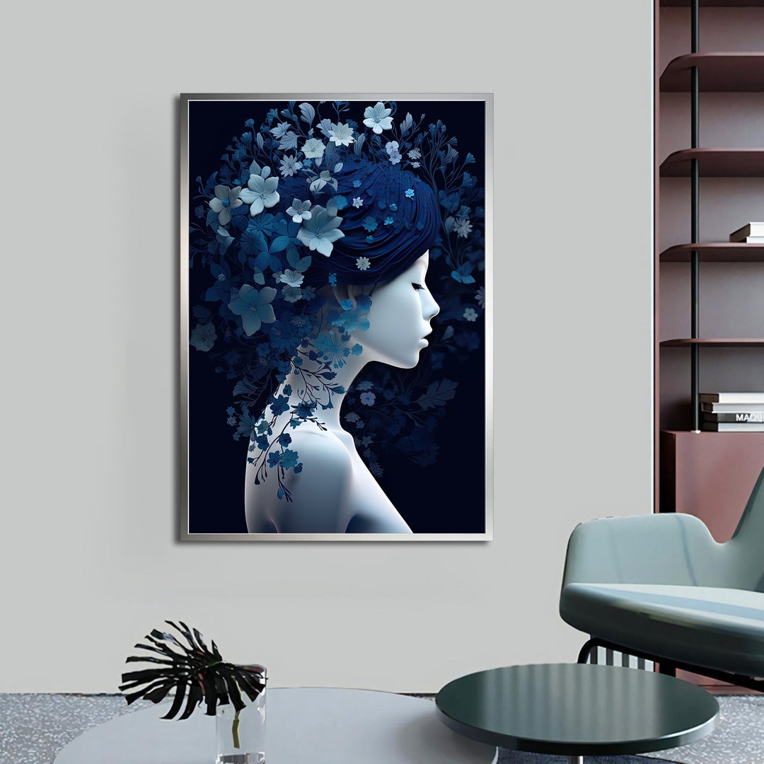 Woman in Blue Art Print, Abstract Woman Wall Art, Modern Decor Ideas ...