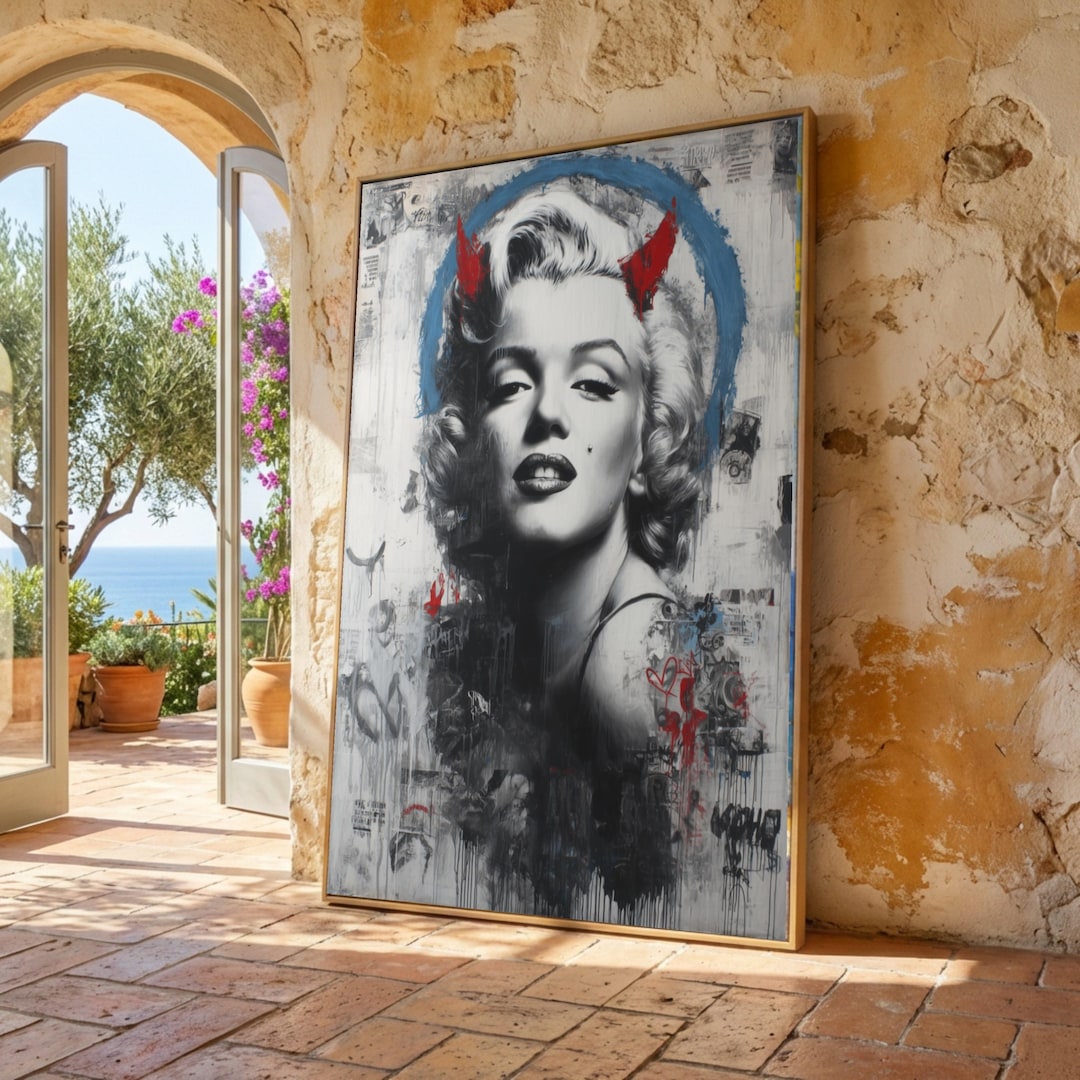 Retro Glamour Portrait Canvas Wall Art, Marilyn Monroe Inspired Pop Art ...