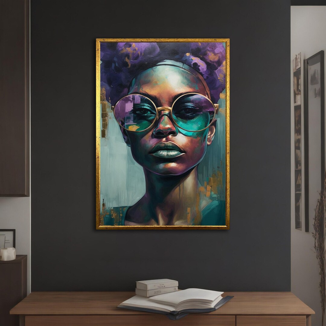 African Woman With Glasses Canvas Painting, Wall Art for Your Home and ...