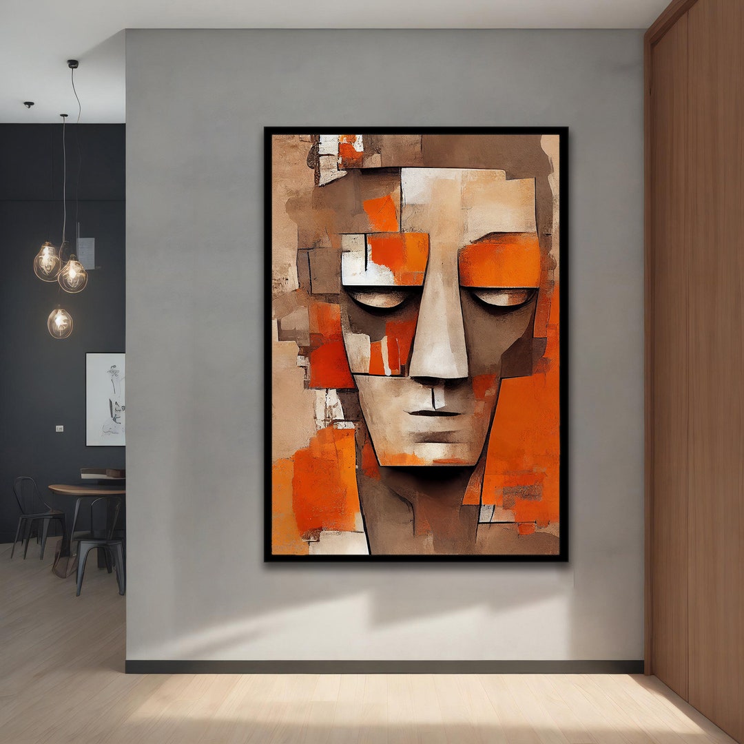 Abstract Face Wall Art, Stone Face Canvas or Poster, Modern Wall Decor ...