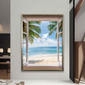 Relaxing Ocean Window Wall Decor for Home Refreshment - Housewarming Gift