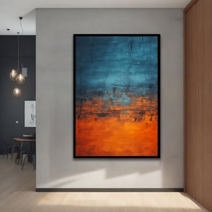 Mark Rothko Orange-Dunkelgrüne Abstrakte Leinwand, Bunte Gemischte Leinwand, gerahmte Wandkunst für Ihr Zuhause oder Büro, moderne Minimal Kunst