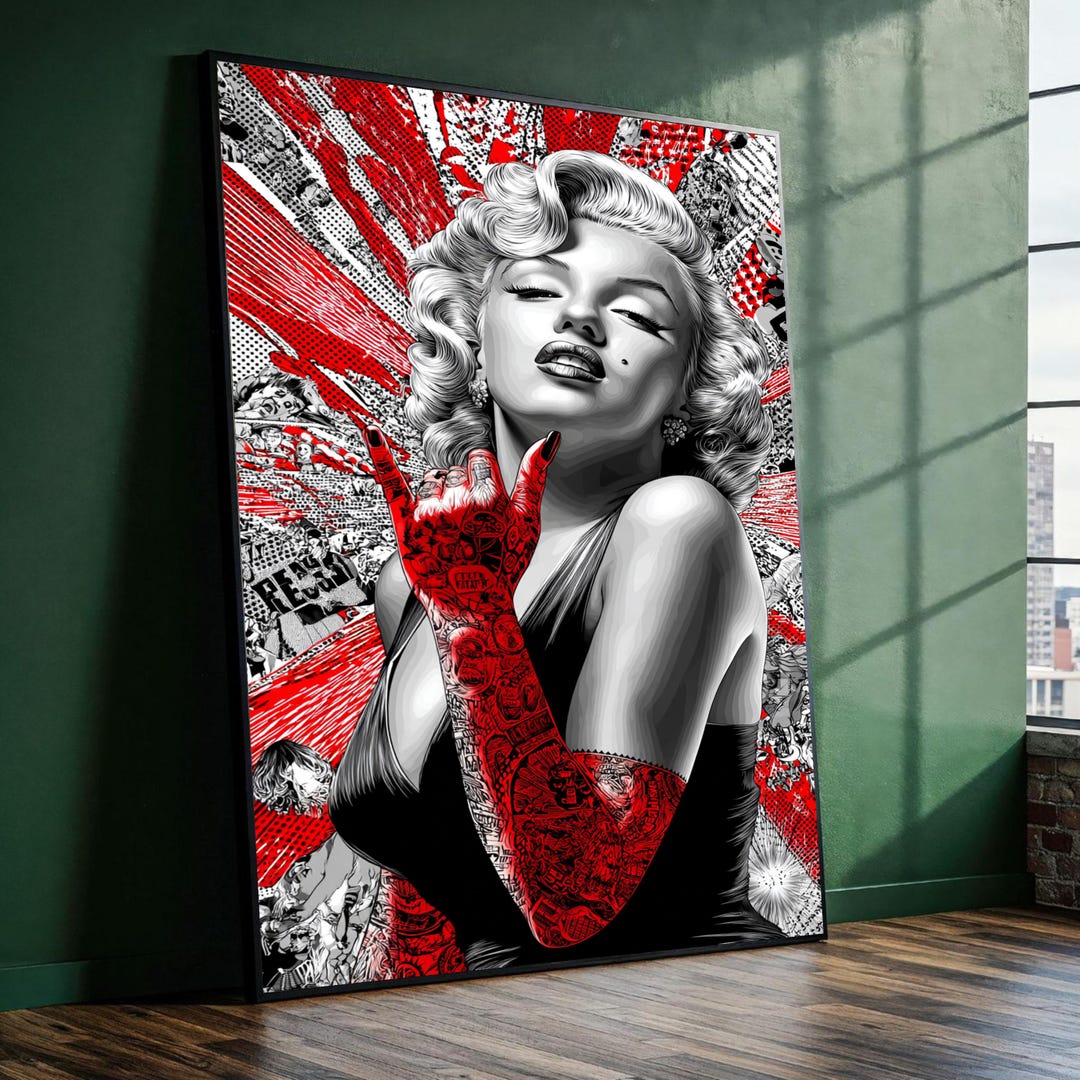 Bold Marilyn Monroe Pop Art Canvas, Retro Glamour Tattooed Arm Wall Art ...