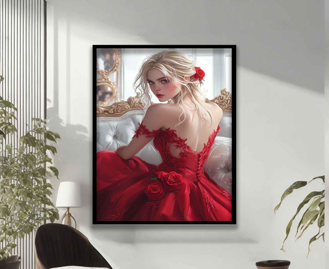Modern Abstract Wall Art , Woman in Red Dress Canvas Painting -,stylish ...