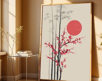 大型-オリジナル-墨絵-竹-白黒-日本画-水墨画-墨-侘び寂び-日本美術