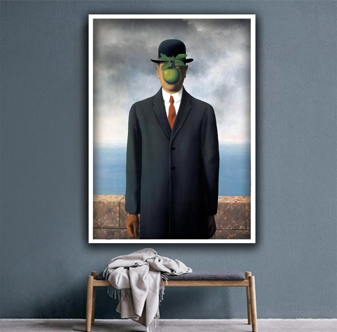 ルネ・マグリットのアートプリント、人の子ルネ・マグリットの額入り