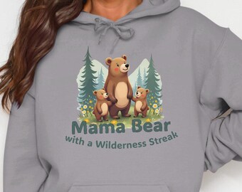 Mama Bear Hoodie - Damtröja med vildmarksmotiv - Mors dag-present