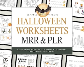 Halloween educational worksheet bundle with MRR AND PLR