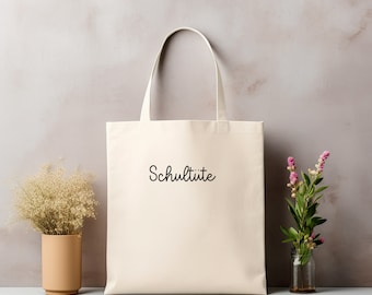 Jutebeutel | Stofftasche bedruckt "Schultüte" | Baumwolltasche | natur | Einkaufsbeutel | Einschulung | Schulanfang | Schule