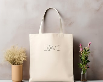 Jutebeutel | Stofftasche bedruckt "LOVE" | Baumwolltasche | natur | Einkaufsbeutel