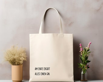 Jute bag | Fabric bag printed "In the end everything adds up to a gin" | Cotton bag | shopping bag