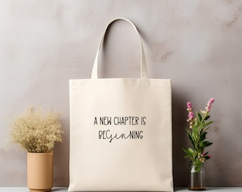 Jute bag | Fabric bag printed "A new chapter is beginning" | Cotton bag | shopping bag