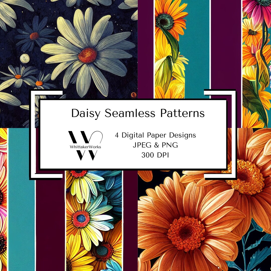 Daisy Flower Seamless Pattern / Digital Paper Set - Etsy