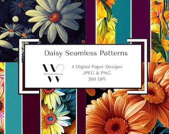 Daisy Flower Seamless Pattern / Digital Paper Set