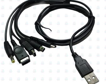 5-in-1 USB charger cable for DS Lite, 3DS, GameBoy Advance sp, PSP – multi charging lead for retro handheld consoles