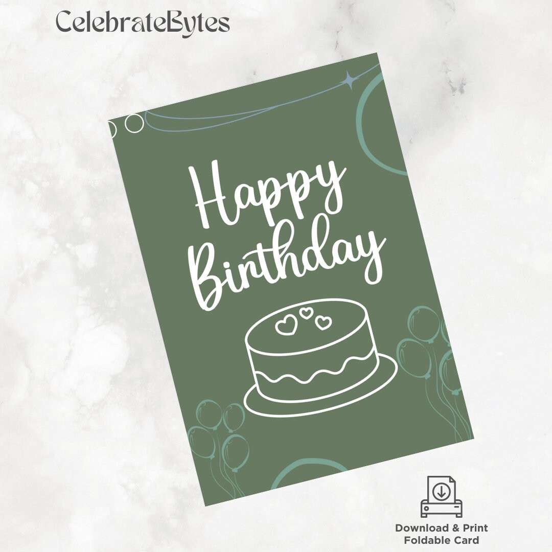 Printable Birthday Card Minimal Printable Card Digital Download ...